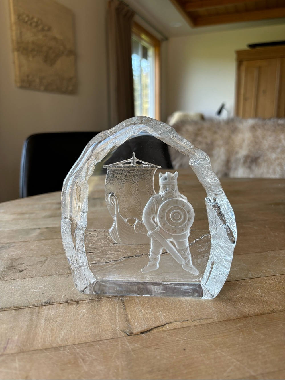 Vintage Crystal Viking Ice Block Sculpture